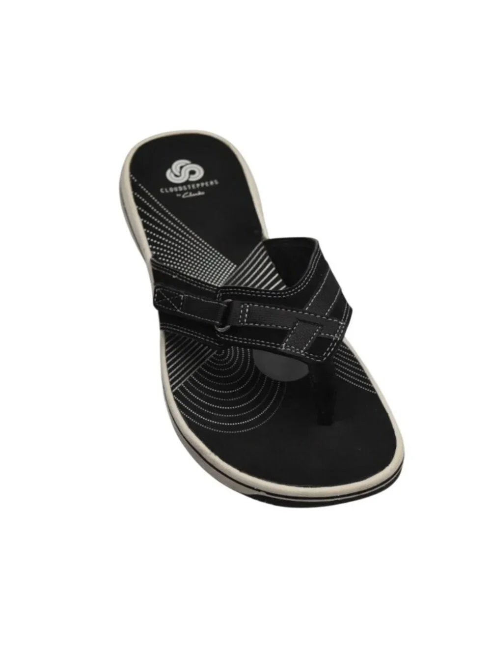 Clarks Cloudsteppers Breeze Sea Womens Size 10 Black Sandals Flip Flops